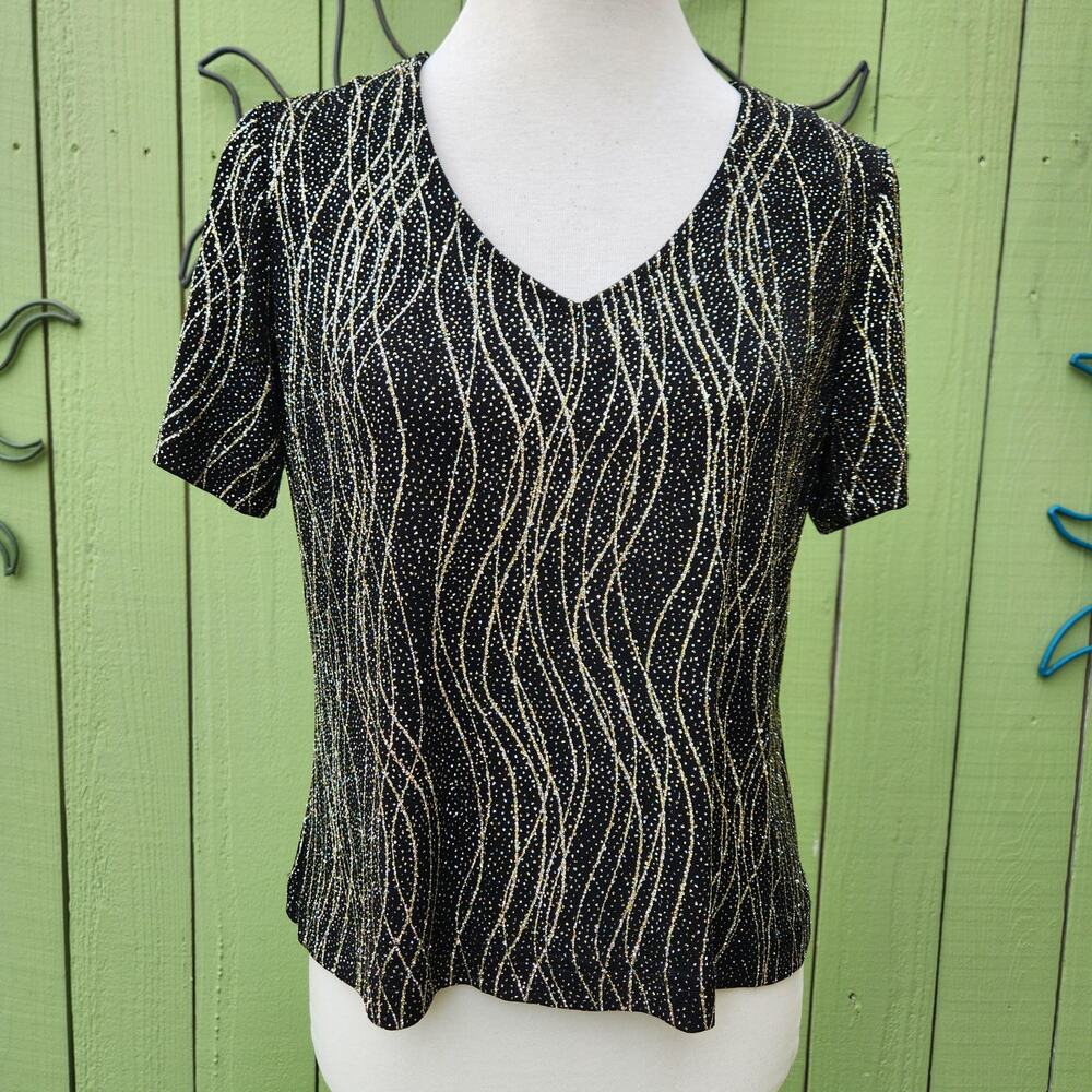 Vintage 1990s Ronni Nicole Slinky T-shirt with Metallic Glitter